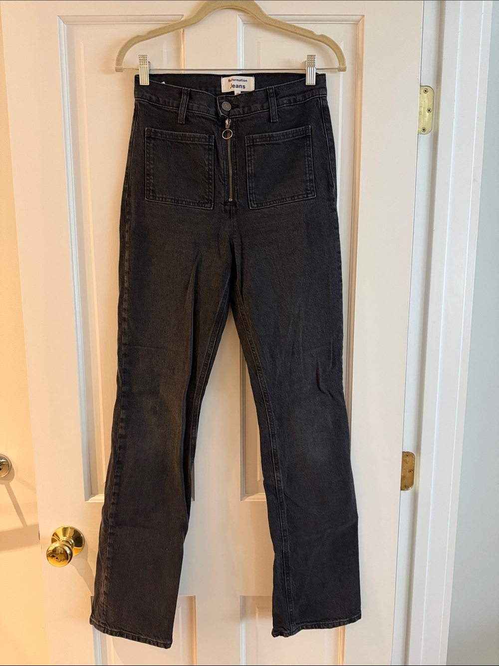 Reformation Black High-Rise Straight Jeans